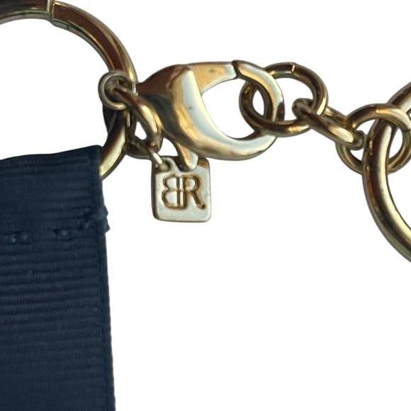 Signed Banana Republic Multi Color Rhinestone Gold Tone and Ribbon Necklace - Picture 5 of 8